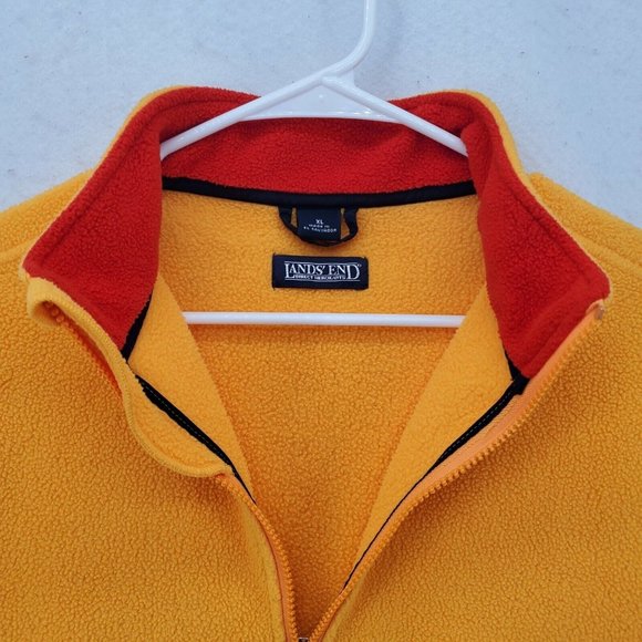 Lands End Sweater Men's Long Sleeve 1/4 Zip Polartec Pullover Yellow Extra Large - Picture 7 of 12